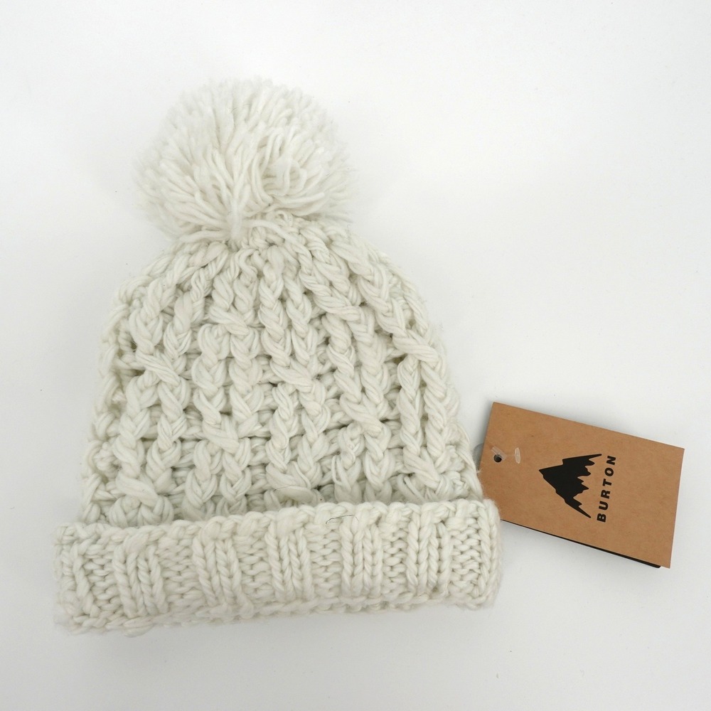 Burton Womens Kismet Beanie Stout White Recycled Chunky Knit Pom Hat NEW